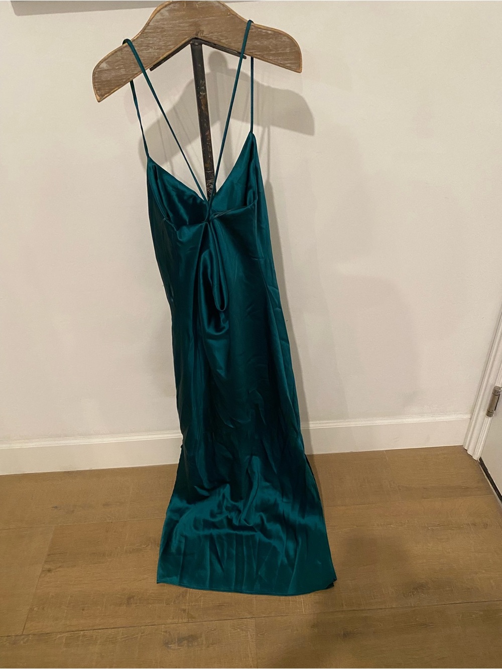 Topshop Teal Satin Maxi Slip Dress